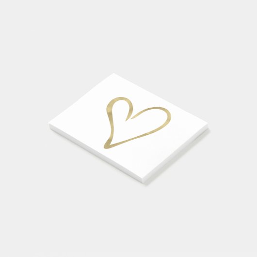 Herz aus Gold Post-it Klebezettel (angewinkelt)