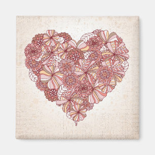 Herz aus handgezeichneten Blumen Magnet