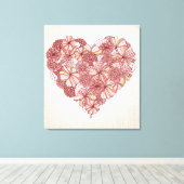 Herz aus handgezogenen Blume Leinwanddruck (Insitu (Holzboden))