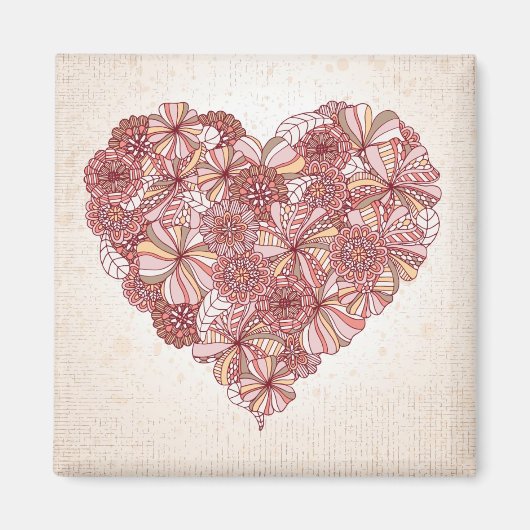 Herz aus handgezogenen Blume Magnet (Vorne)