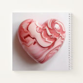 Herz aus rotem weißem Marmor Notizblock (Rückseite)