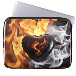 Herz aus Stein inmitten von Flammen Laptopschutzhülle