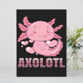 Herz Axolotl | Niedlicher Cartoon Axolotl Menükarte (Stehend Vorderseite)