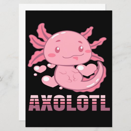 Herz Axolotl | Niedlicher Cartoon Axolotl Menükarte (Vorne/Hinten)