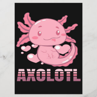 Herz Axolotl | Niedlicher Cartoon Axolotl Menükarte