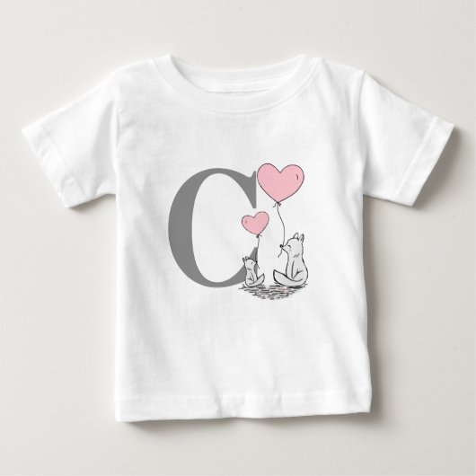 Herz-Ballon-Initiale Mutterund BabyFox rosa Baby T-shirt (Vorderseite)