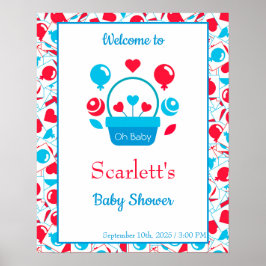 Herz, Ballons und Herzkorb Poster