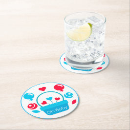 Herz, Ballons und Herzkorb Runder Pappuntersetzer