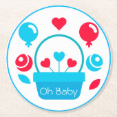 Herz, Ballons und Herzkorb Runder Pappuntersetzer (Vorderseite)