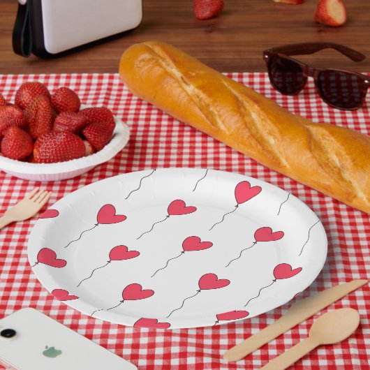 Herz Balloons Pappteller (Picknick)