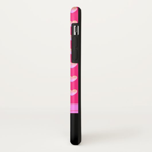 Herz, Band auf rosa und Kalligraphie auf schwarz Case-Mate iPhone Hülle (Hinten/Links)