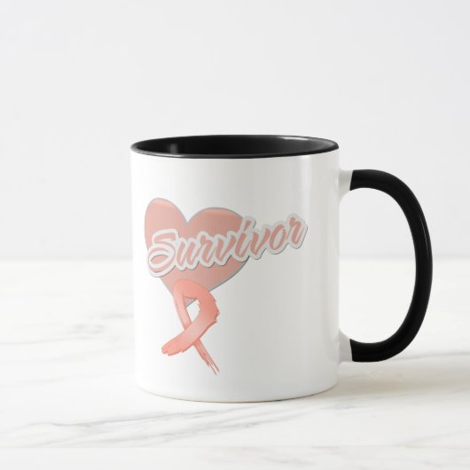 Herz-Band - Endometrial Krebs-Überlebender Tasse (Rechts)