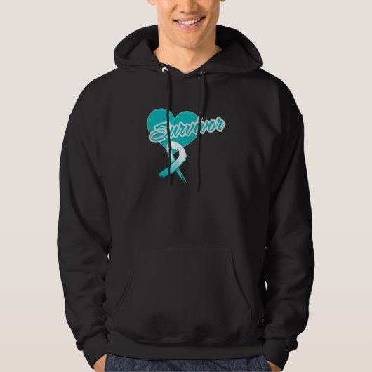 Herz-Band - Gebärmutterkrebs-Überlebender Hoodie (Vorderseite)