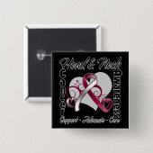 Herz-Band - Kopf-und Nackenkrebs-Bewusstsein Button (Vorne & Hinten)