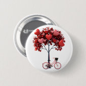Herz Baum Fahrrad Romantisches Valentinstag Runde  Button (Vorne & Hinten)