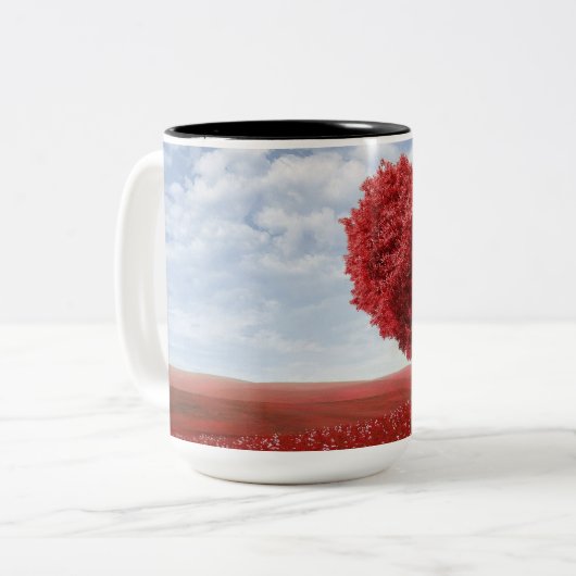 Herz-Baum-Tasse Zweifarbige Tasse (Vorderseite Links)