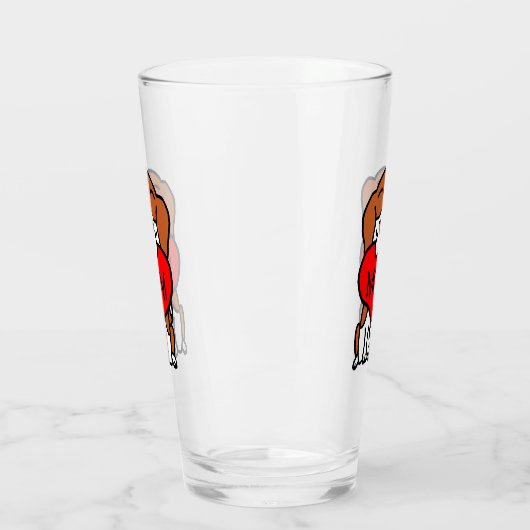 Herz-Beagle-Mama Glas (Links)