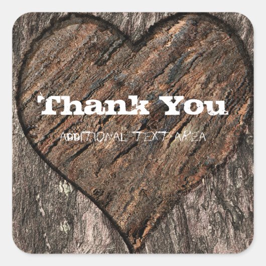 Herz begehrte Tree Trunk Barke Rustikale Gastgesch Quadratischer Aufkleber (Vorderseite)