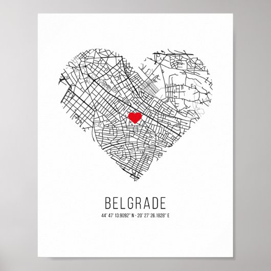 Herz Belgrad City Map (Serbien) Poster (Vorne)
