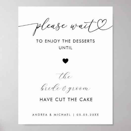 Herz bitte warten auf Nachspeisen Cake Wedding Sig Poster (Vorne)