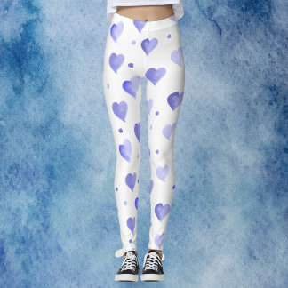 Herz-blaues Wasserfarbmuster Leggings