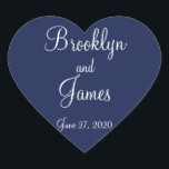 Herz Blue Nautical Wedding Stickers<br><div class="desc">Blau-nautische Hochzeitsticker mit individualisierbarem Text</div>