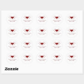 Herz Blühe Hochzeitsticker, Rot Runder Aufkleber (Blatt)