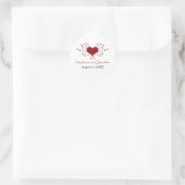 Herz Blühe Hochzeitsticker, Rot Runder Aufkleber (Tasche)