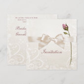 Herz Blühe Rose Hochzeit Einladung (Vorne/Hinten)