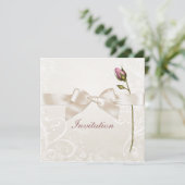 Herz Blühe Rose Hochzeit Einladung (Stehend Vorderseite)