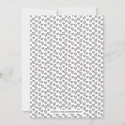 Herz Blühe Valentine's Day Card - Schwarz Einladung (Rückseite)