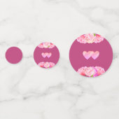 Herz & Blume auf Rose Gold & Weiß Hochzeit Konfetti (Rückseiten)