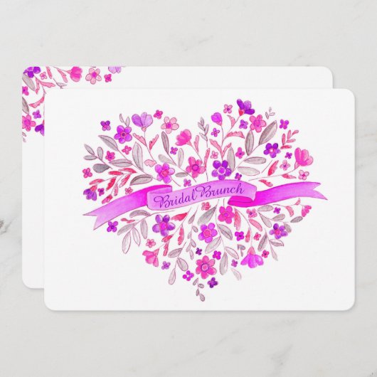 Herz Blume Bouquet Art Bridal Brunch Einladung (Vorne/Hinten)