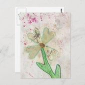 Herz-Blume Collage Postkarte (Vorne/Hinten)
