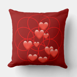 Herz, Blume des Lebensmusters Kissen