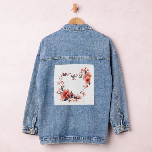 Herz Blume Frauen Mode Denim Jacket Jeansjacke (Hangar)