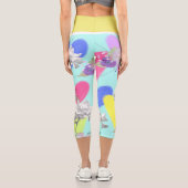 Herz & Blume mit Aqua-Hintergrund Capri Leggings (Rückseite)