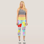 Herz & Blume mit Aqua-Hintergrund Capri Leggings (Vorderseite)