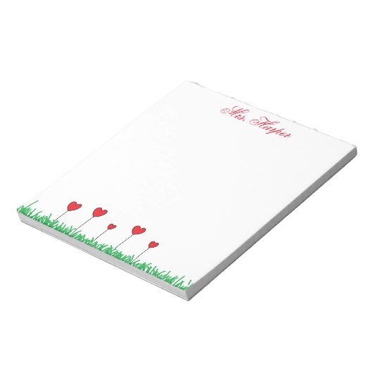 Herz-Blume Personalisiert Notepad Notizblock (Rotiert)