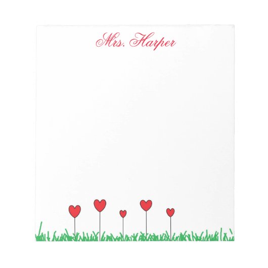 Herz-Blume Personalisiert Notepad Notizblock (Vorderseite)