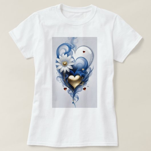 Herz & Blume Print Women's T - Shirt - Stilvoll & (Design vorne)