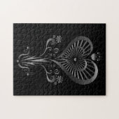 Herz-Blume - Silber Puzzle (Horizontal)