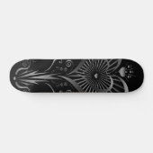 Herz-Blume - Silber Skateboard (Horizontal)