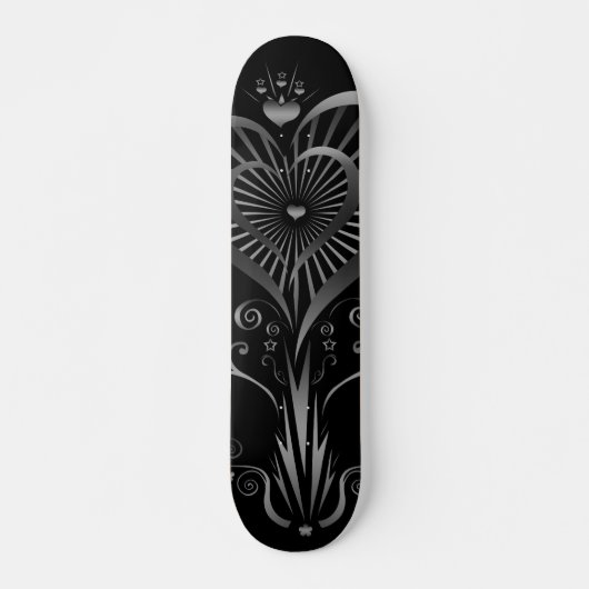 Herz-Blume - Silber Skateboard (Vorne)