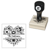 Herz-Blume Split Monogram Theme Gummistempel