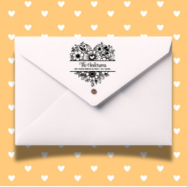 Herz-Blume Split Monogram Theme Gummistempel