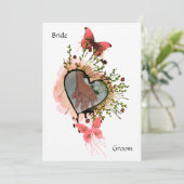 Herz, Blume und Schmetterlinge Einladung (Stehend Vorderseite)