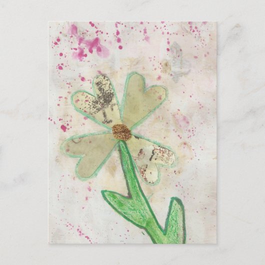 Herz-Blumen-Collage Postkarte (Vorderseite)