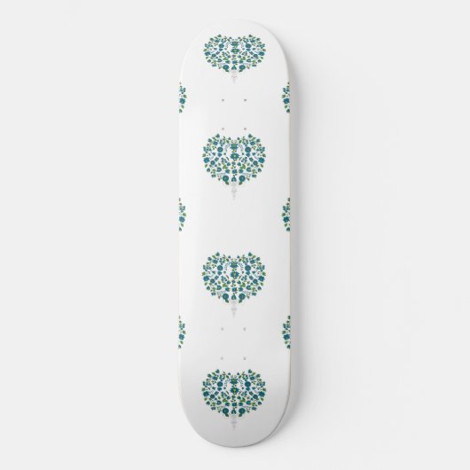 Herz-Blumenmuster Skateboard (Vorderseite)