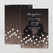 Herz-Blüte Silhouette - Empfang Einladung (Vorne/Hinten)